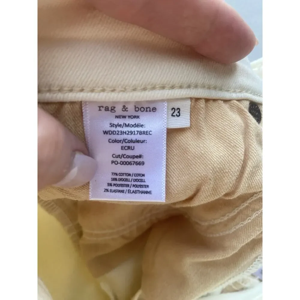 Rag & Bone Jeans Womens 23 Peyton Mid Rise Bootcurt Raw Hem White Denim Pants